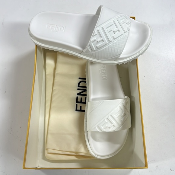 Fendi Other - Fendi Embossed Logo White Slides men uk 6 usa 7 new in box